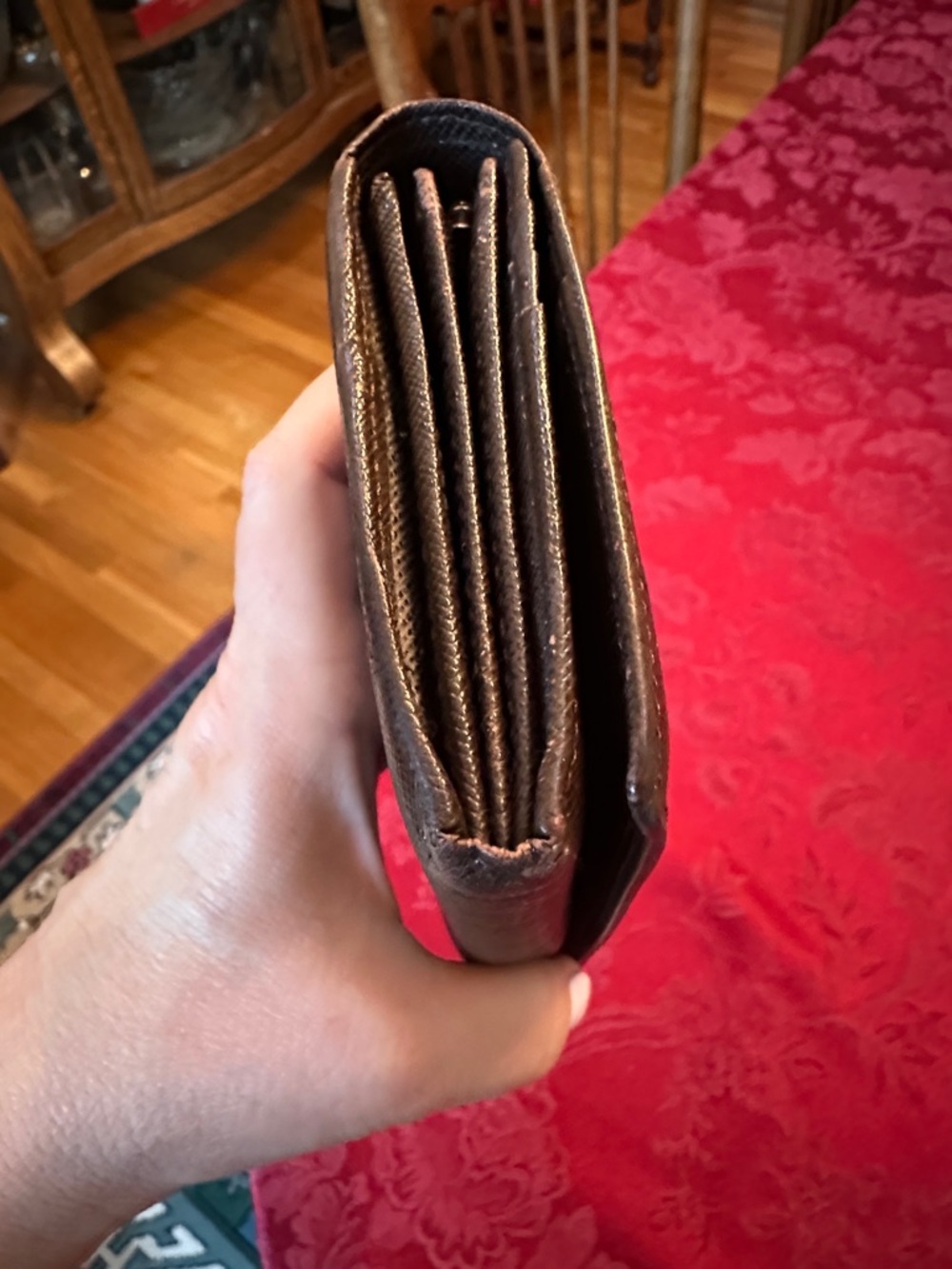 Burberry Dark Brown Leather Plaid Embossed Long Snap Wallet - Picture 12 of 13